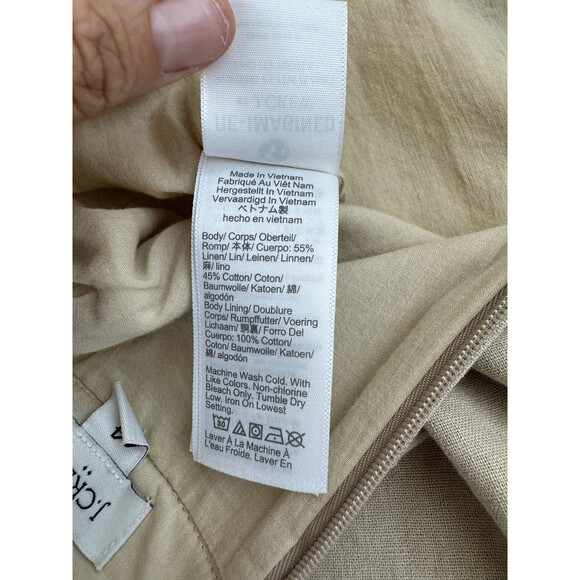 J. Crew Women's Beige Button Front Skirt A Line Linen Blend Career 4 - Picture 9 of 12